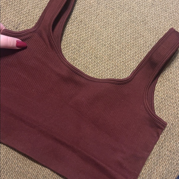 Stretch Ribbed Crop Tank -brown - Picture 2 of 2